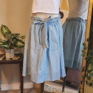 Madewell Midi Chambray Paper Bag Waist Skirt